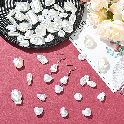 50Pcs 10 Styles ABS Plastic Imitation Pearl Beads KY-YW0002-30-1