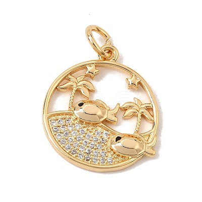 Brass Micro Pave Black Cubic Zirconia Pendants CU-CBA6344-07G-1