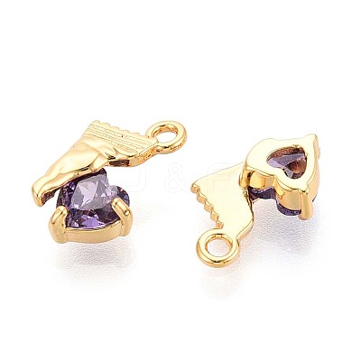 Brass Micro Pave Cubic Zirconia Charms KK-N263-96A-G-1
