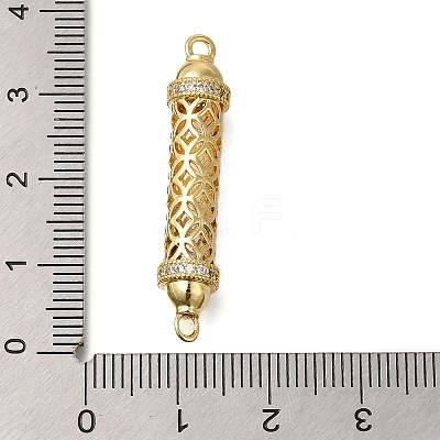 Rack Plating Brass Micro Pave Cubic Zirconia Hollow Column Links Connector Charms ZIRC-F142-50B-G01-1