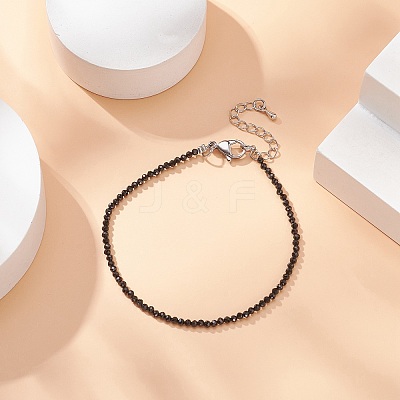 Natural Black Spinel Beaded Bracelets BJEW-JB09390-02-1