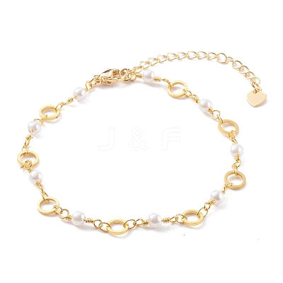 Brass Ring Link Chain Bracelets BJEW-JB06164-1