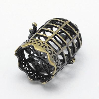 Brass Rack Plating Cage Pendants KK-F722-41AB-RS-1