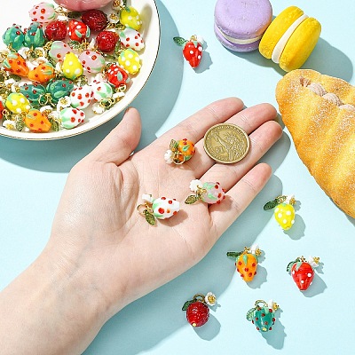 5Pcs Handmade Lampwork Pendants PALLOY-YW00108-04A-1