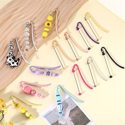 11Pcs 11 Colors Alloy Bookmarks AJEW-SZ0002-53-1