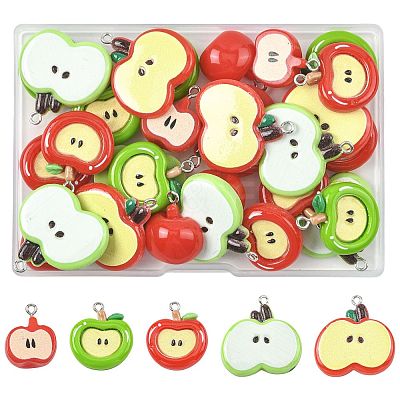 32Pcs 5 Styles Opaque Resin Pendants RESI-FS0002-39-1