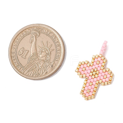 2Pcs 2 Styles Glass Seed Beaded Pendants PALLOY-MZ00883-05-1