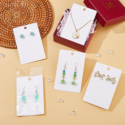150Pcs Rectangle Paper One Pair Earring Display Cards with Hanging Hole CDIS-DC0001-02A-1