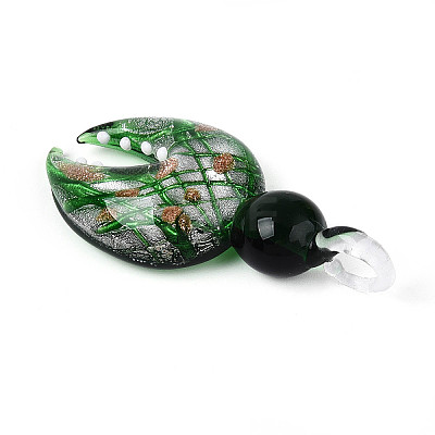Handmade Silver Foil Lampwork Big Pendants FOIL-N031-01E-1