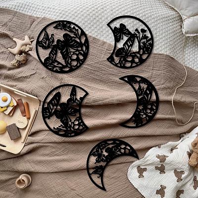 Wood Moon Phase Pendant Decoration HJEW-WH20013-001-1