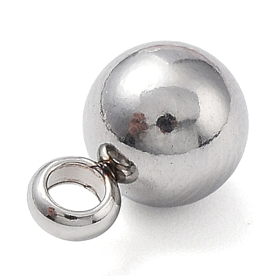 Non-Tarnish Round 304 Stainless Steel Charms with 201 Stainless Clasp STAS-N025-02-6mm-1