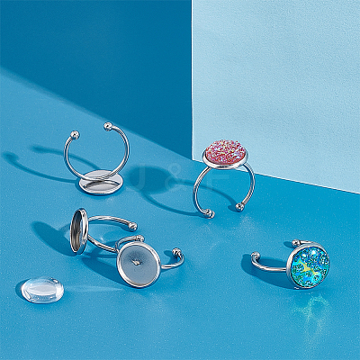 DIY Blank Dome Finger Ring Making Kit DIY-UN0004-18B-1