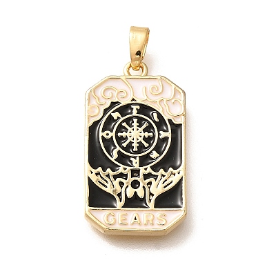Tarot Card Brass Enamel Pendents KK-R212-02G-01-1