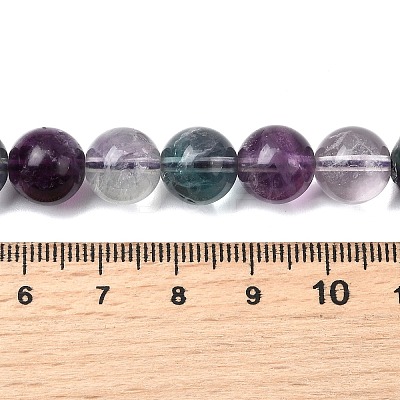 Natural Rainbow Fluorite Round Bead Strands G-P070-31-10mm-1