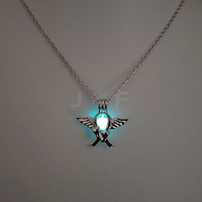 Alloy with Luminous Resin Bead Inside Pendant Necklaces for Women Men FS-WG4D5C2-08-1