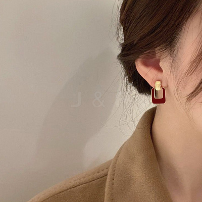 Rectangle Alloy Enamel Dangle Stud Earrings FS-WG08EF2-01-1