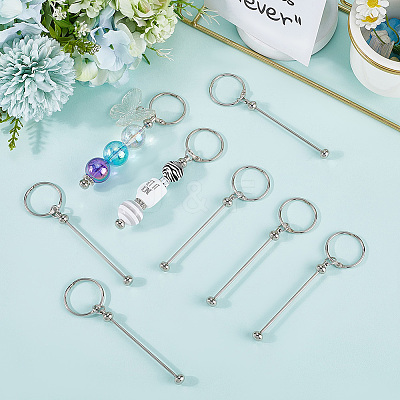 10Pcs Iron Bar Beadable Keychain Clasps AJEW-SC0003-89P-1