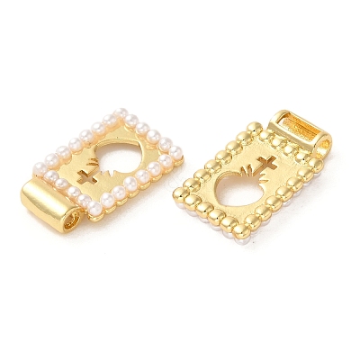 Rack Plating Brass & Acrylic Pearl Pendants KK-G488-05A-G-1