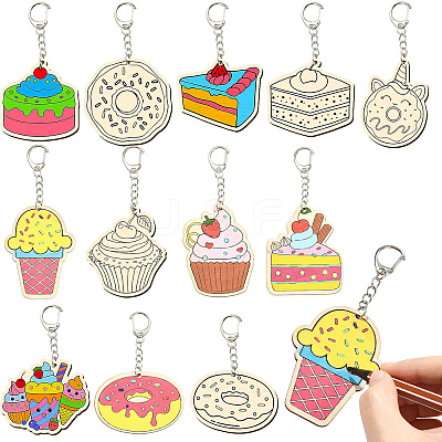 36Pcs Dessert Wooden Keychains ST-CJ0028-15-1
