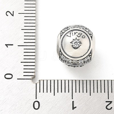 Brass Clear Cubic Zirconia European Beads FIND-M049-01AS-11-1
