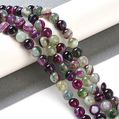 Natural Striped Agate/Banded Agate Beads Strands G-Z060-A01-A21-1