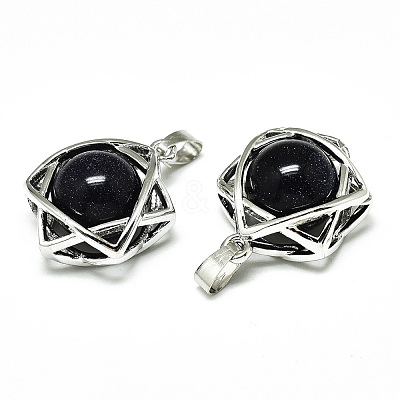 Synthetic Blue Goldstone Pendants G-R485-01I-1