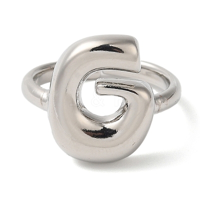 Initials Brass Open Cuff Ring for Women RJEW-N046-02G-P-1