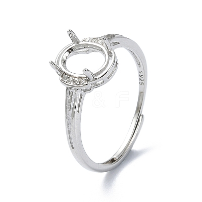 Adjustable 925 Sterling Silver 4 Prongs Ring Settings STER-K179-29P-1