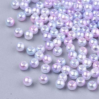 Rainbow ABS Plastic Imitation Pearl Beads OACR-Q174-6mm-01-1