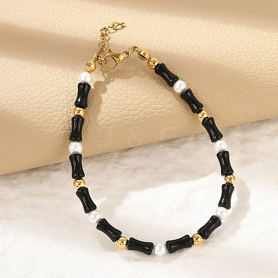 304 Stainless Steel Beaded Bracelets for Women BJEW-M056-08G-04-1