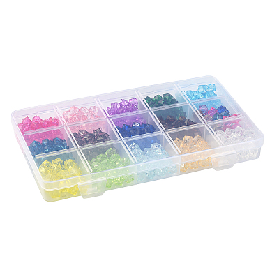 375Pcs 15 Colors Transparent Acrylic Beads TACR-FS0001-41-1