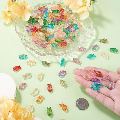110Pcs 11 Colors Baking Paint and Golden Metal Enlaced Glass Beads DGLA-TA0001-66-1