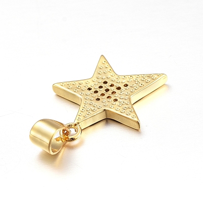 Brass Micro Pave Clear Cubic Zirconia Pendants ZIRC-L085-85G-1