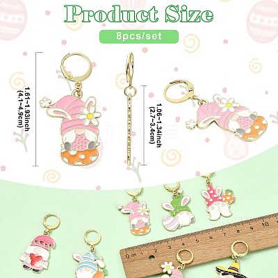 8Pcs Easter Theme Alloy Enamel Pendant Locking Stitch Markers HJEW-FS00101-02-1