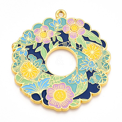 Rack Plating Alloy Enamel Big Pendants ENAM-N056-394D-G-1