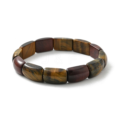 Natural Tiger Eye Bead Stretch Bracelets for Women Men BJEW-C097-02A-1