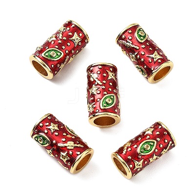 Brass Micro Pave Clear Cubic Zirconia Column European Beads KK-Z114-15G-B01-1