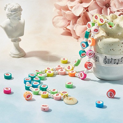 Handmade Polymer Clay Beads Strands CLAY-SC0001-26-1