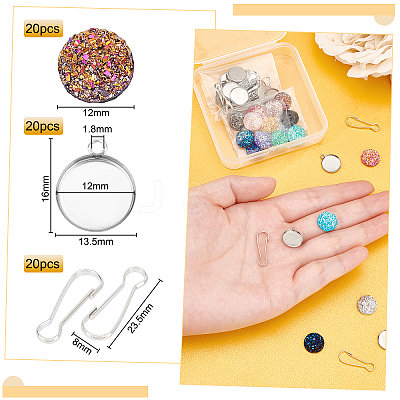 DIY Sparkling Flat Round Key Chain Making Kit DIY-BC0004-70-1