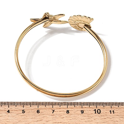 304 Stainless Steel Cat Eye Cuff Bangles BJEW-L719-02A-G-1
