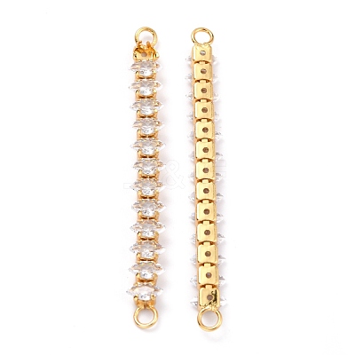 Brass Clear Horse Eye Cubic Zirconia Links Connectors ZIRC-G170-21G-1