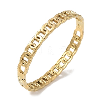 304 Stainless Steel Oval Ring Link Chain Hinged Cuff Bangles SA-CBAB92B-08G-1