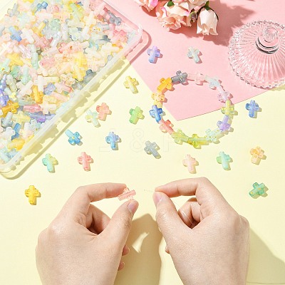 300Pcs 10 Colors Gradient Color Transparent Acrylic Beads OACR-CJ0002-44-1