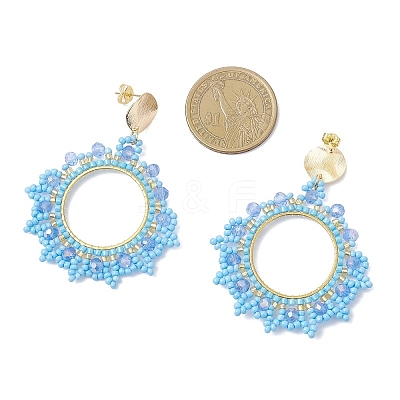3 Pairs Glass Seed Bead Woven Stud Earrings EJEW-MZ00597-1
