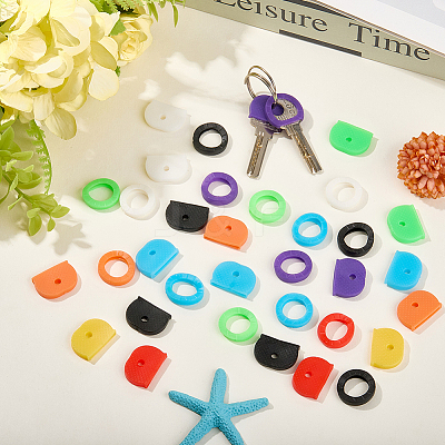 64Pcs 2 Styles PVC Plastic Nonslip Waterproof Reusable Key Sleeve AJEW-SP0002-73-1