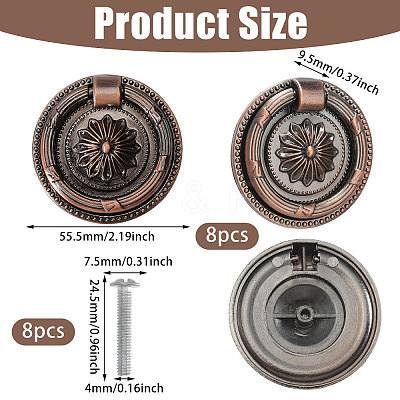 8Pcs Flower Zinc Alloy Cabinet Handles AJEW-FH0006-30A-1