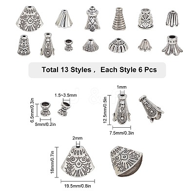 Tibetan Style Alloy & CCB Plastic Bead Cones & Caps TIBE-SC0001-19AS-1