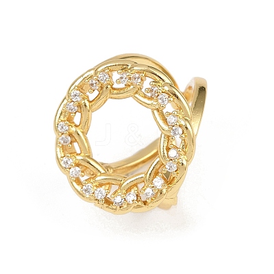 Brass Micro Pave Cubic Zirconia Cuff Rings for Women RJEW-F186-04G-1