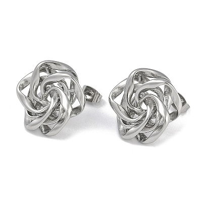 304 Stainless Steel Rose Stud Earrings EJEW-Z075-08P-1