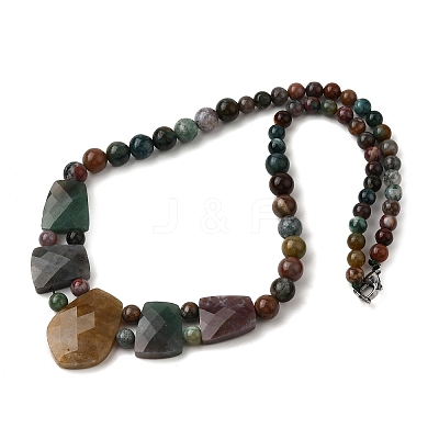 Natural Indian Agate Faceted Bib Graduated Beaded Necklaces for Women NJEW-B128-01E-1